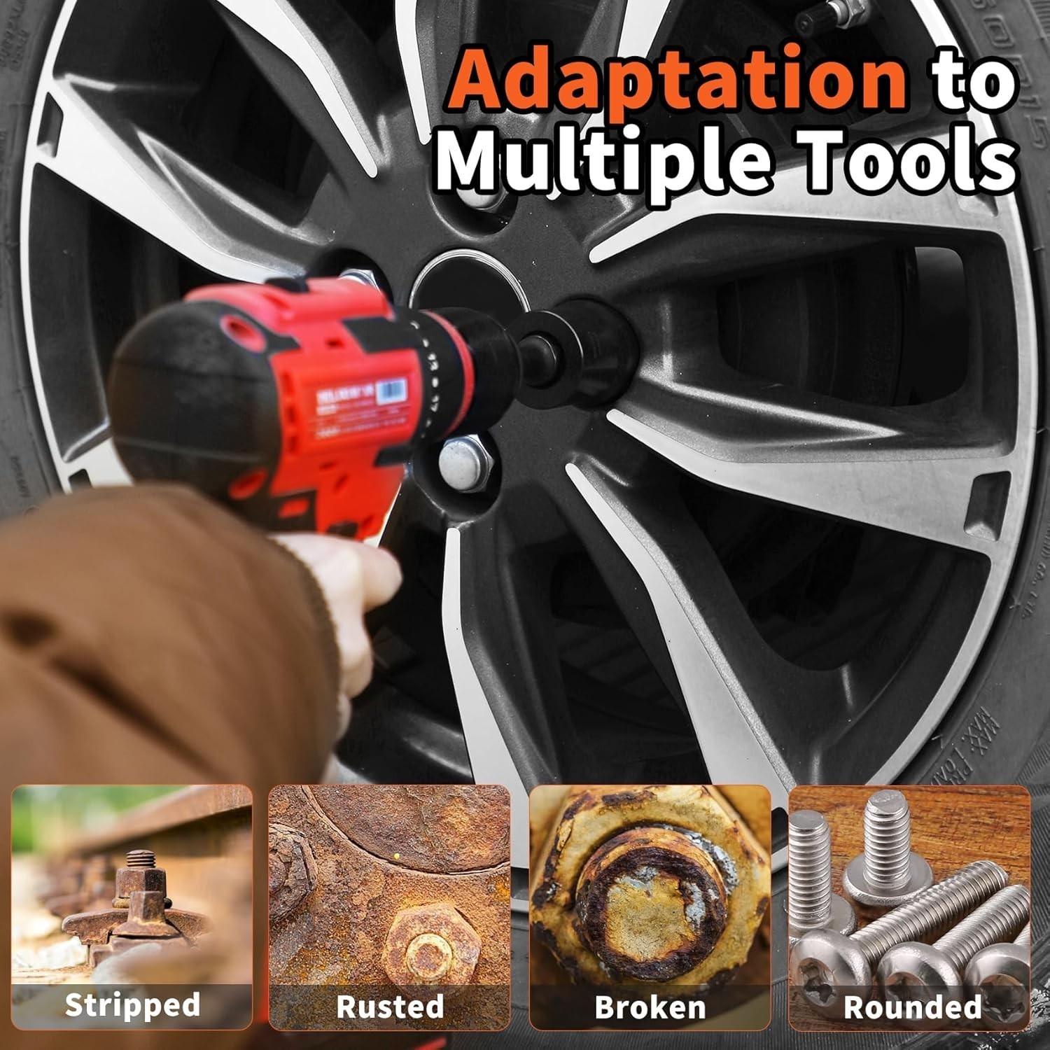 6 PCS Twist Socket Set, Stripped Lug Nut Remover Wheel Lock Removal Kit Extracto