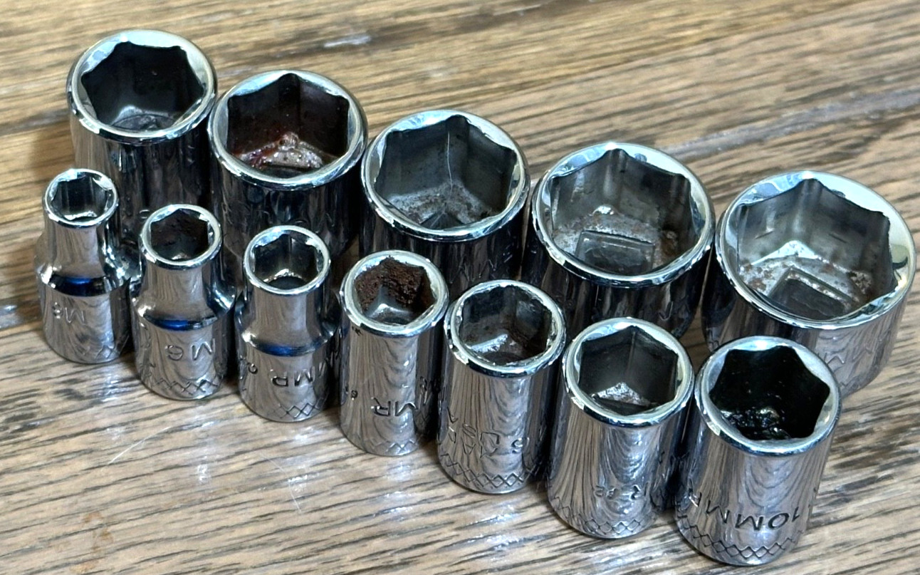 🇺🇸 MAC Tools USA 1/4″ Drive METRIC 5mm – 15mm Socket Set Shallow Deep 6PT Lot
