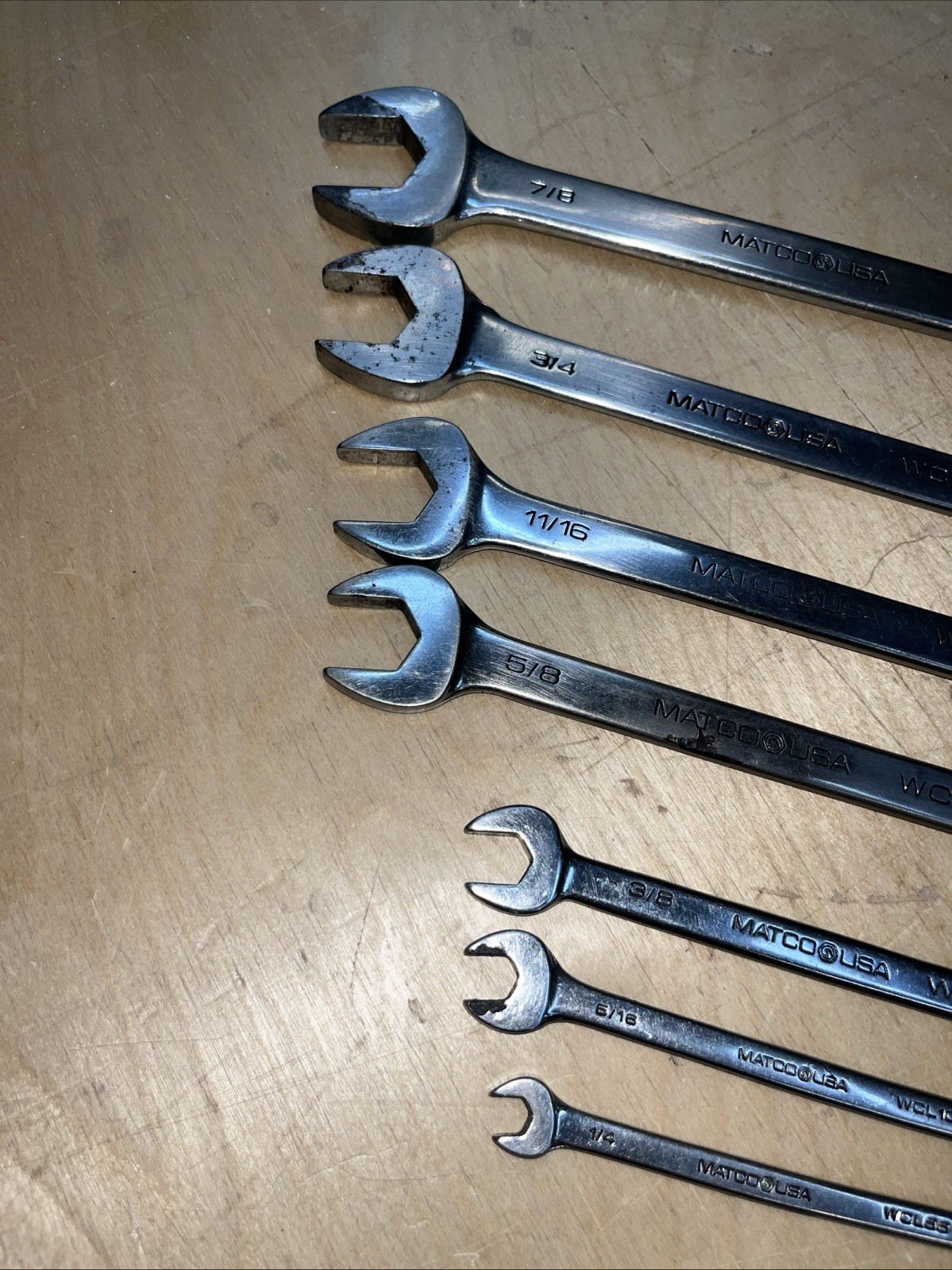 MATCO USA 7 Pc SAE Combination Wrench SET WCL282, 242, 222, 202, 122, 102, 86