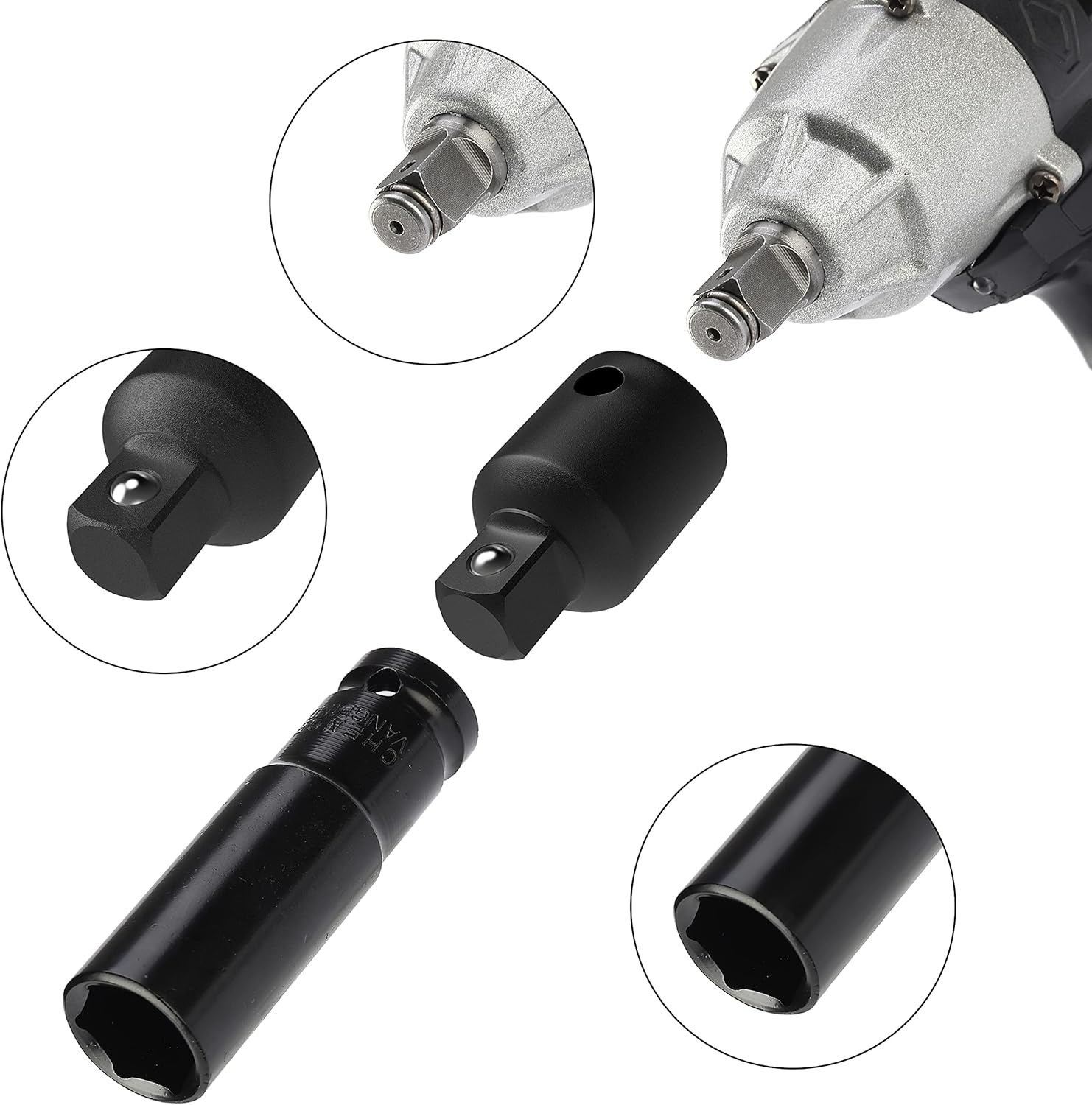 Bates 4-Piece Impact Socket Adapter Set – Chrome Vanadium Steel Durable Design