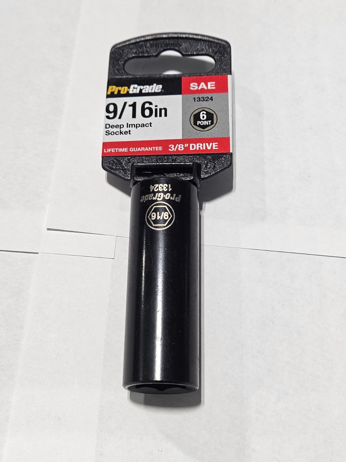 9/16″ Deep Impact Socket, 6 Point, 3/8″ Drive, Pro-Grade 13324 9/16in SAE 6PT DR