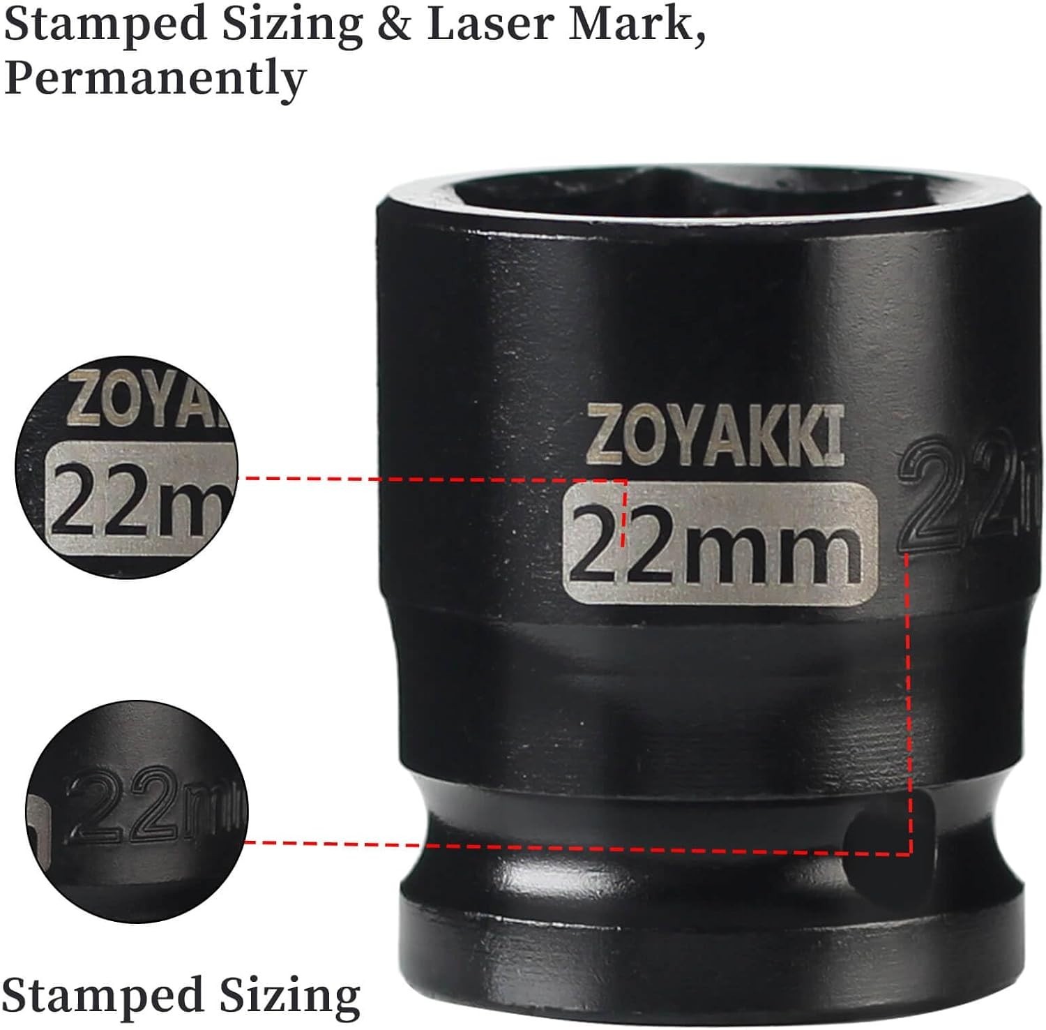 22mm Shallow Impact Socket – 1/2″ Drive CR-MO Steel for Secure Axle Nut Removal