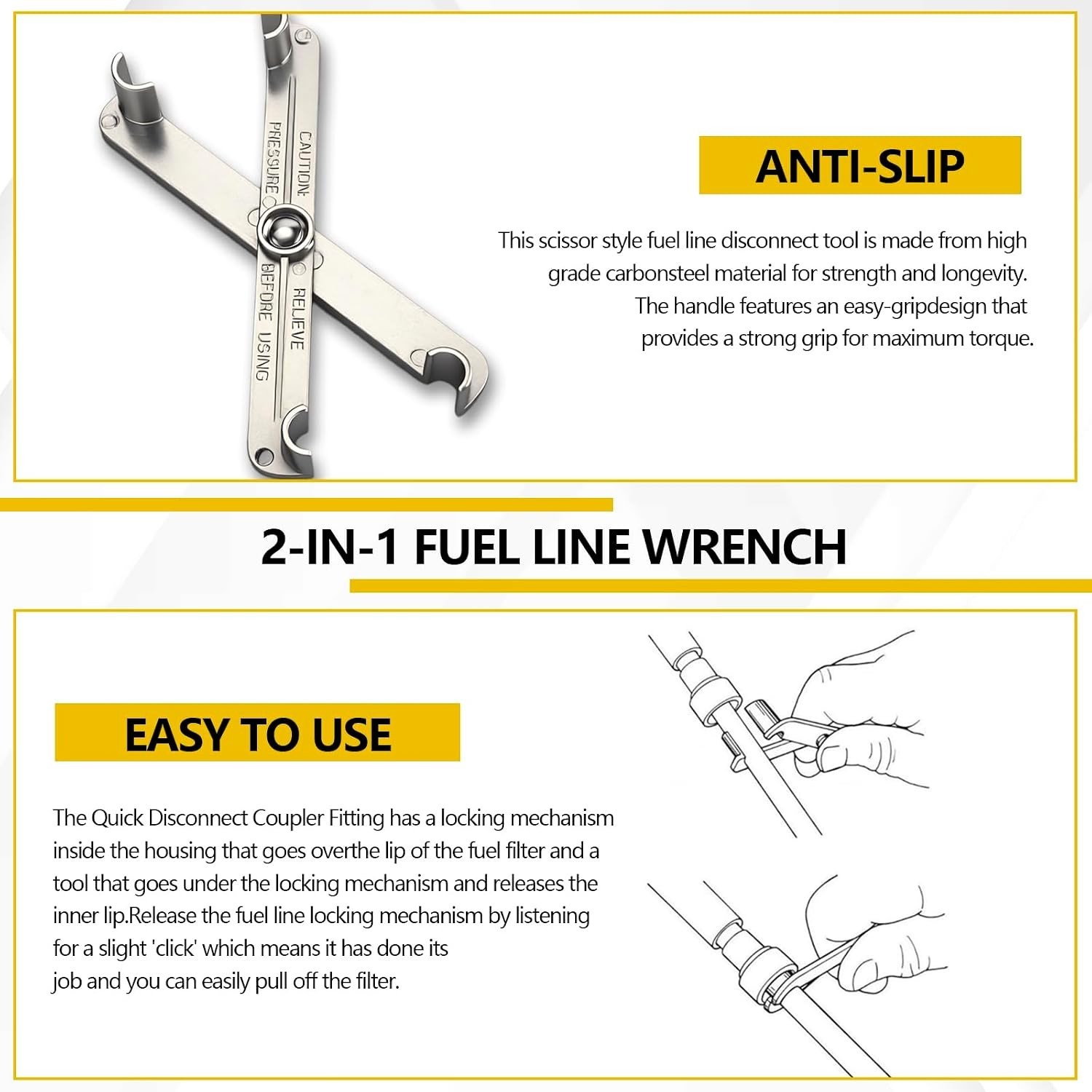 Fuel Line Disconnect Tool Set 3/8 5/16 Quick Release for GM Ford Mazda