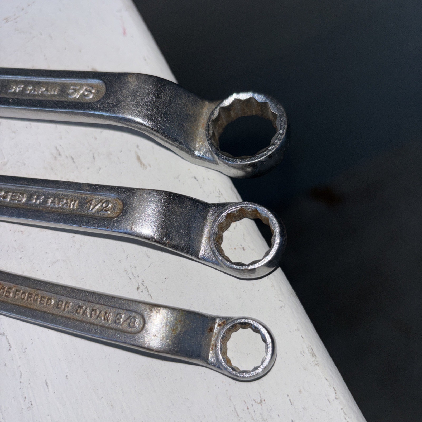 Vintage Sears 3pc SAE Stubby Offset Box End Wrench Set Forged BF Japan Wrenches
