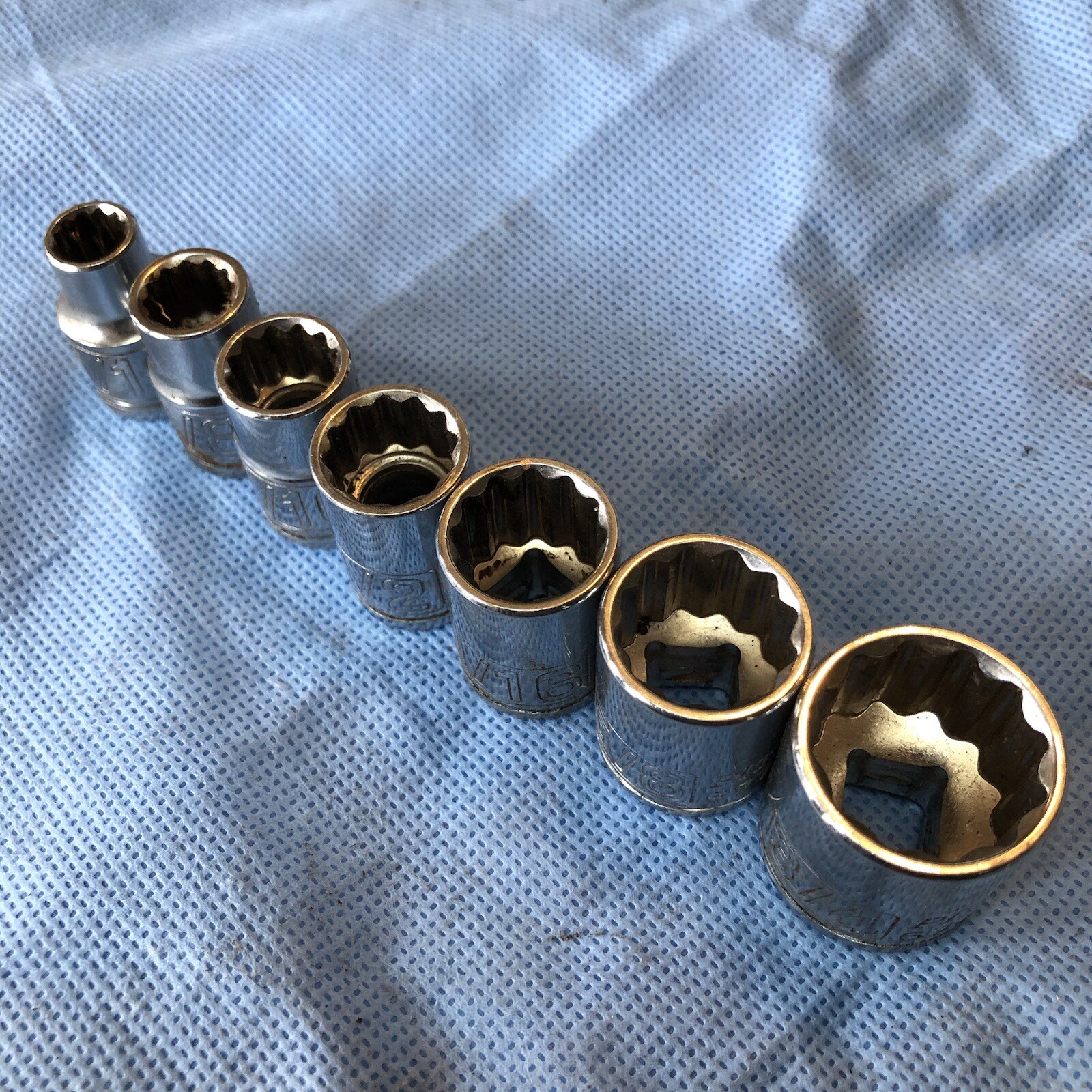 Pittsburgh Pro SAE Socket Lot Of 7 Sockets 3/8 Drive set 5/16 – 3/4 complete