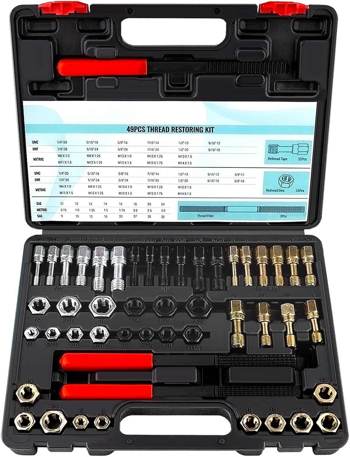 Durable Thread Chaser Kit – 49-Piece Set with Easy Identification for Mechanics