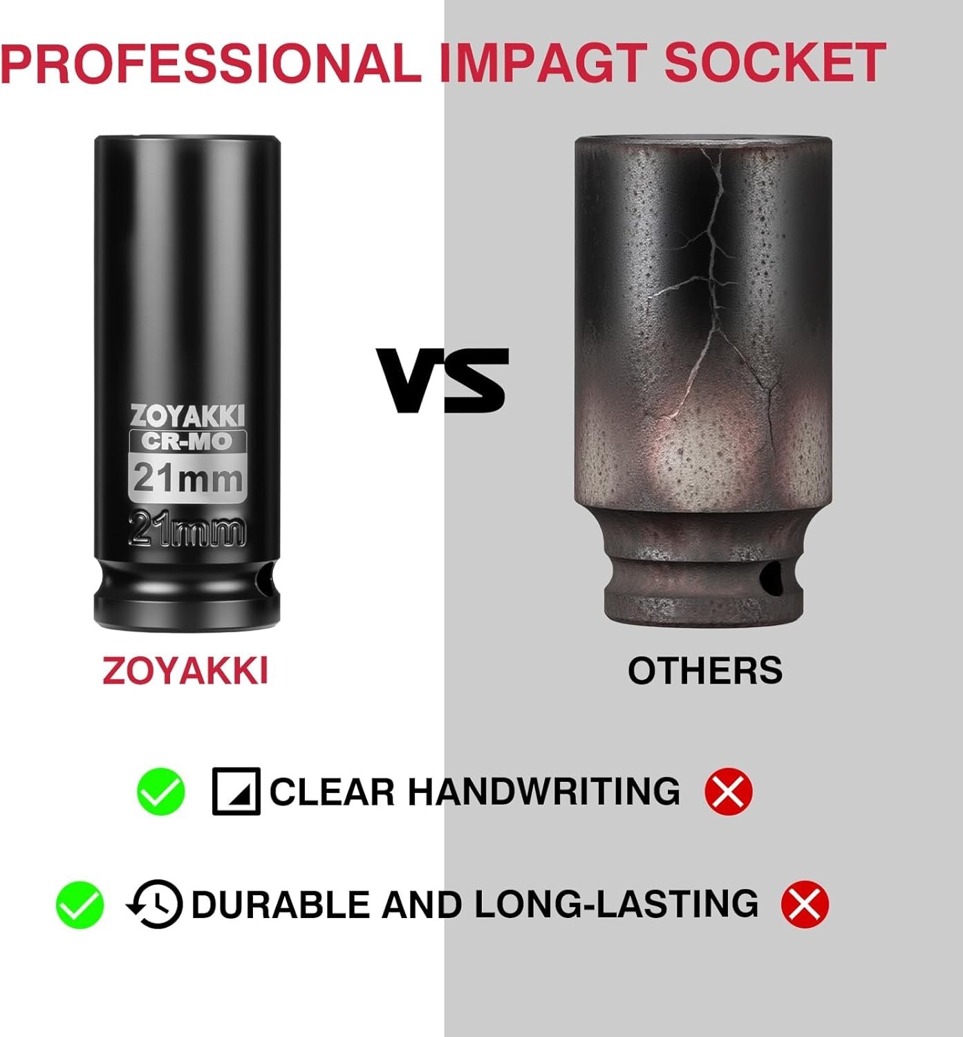 Corrosion-Resistant 21mm Deep Impact Socket – 1/2″ Drive Heavy-Duty Tool