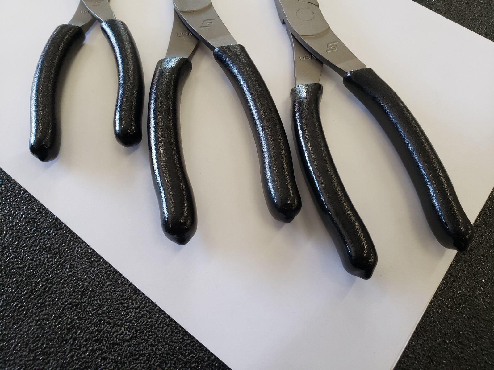 Snap-on Tools USA NEW 3 Piece BLACK Soft Grip Needle Nose Pliers Lot Set