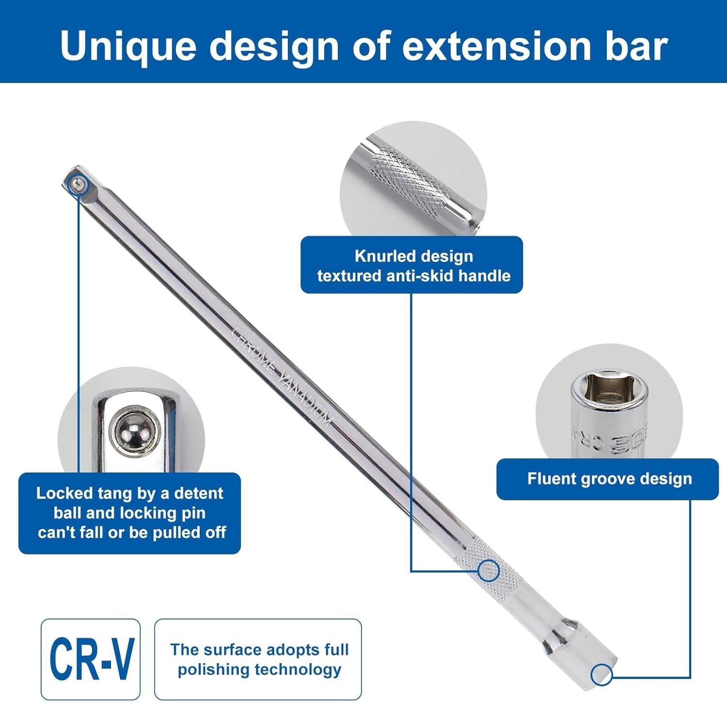 1/4 Inch Drive Socket Extension Set – 3 Pieces in Chrome Vanadium Steel