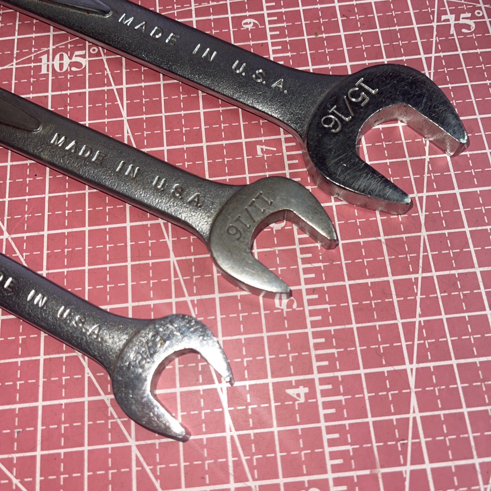 Easco USA 3 Piece SAE Open End Wrench Set 5/8 In – 1 In Vintage 5/8” – 1” 61132
