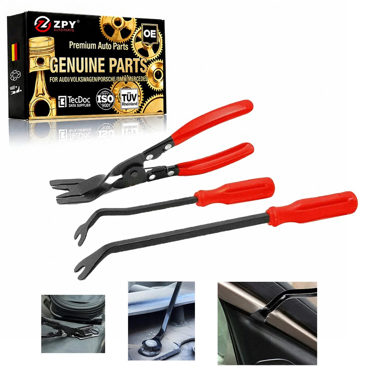 3Pcs Steel Car Door Panel Clips Repair Tool Kit Disassembly metal pry Tool Set