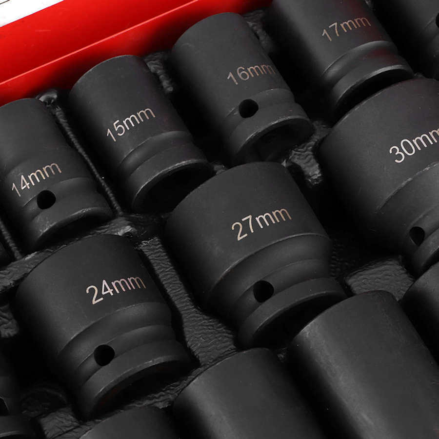 35pcs 1/2″ Drive Deep Impact Socket Set Axle Hub Nut 6-Point Metric CR-V 8-32mm