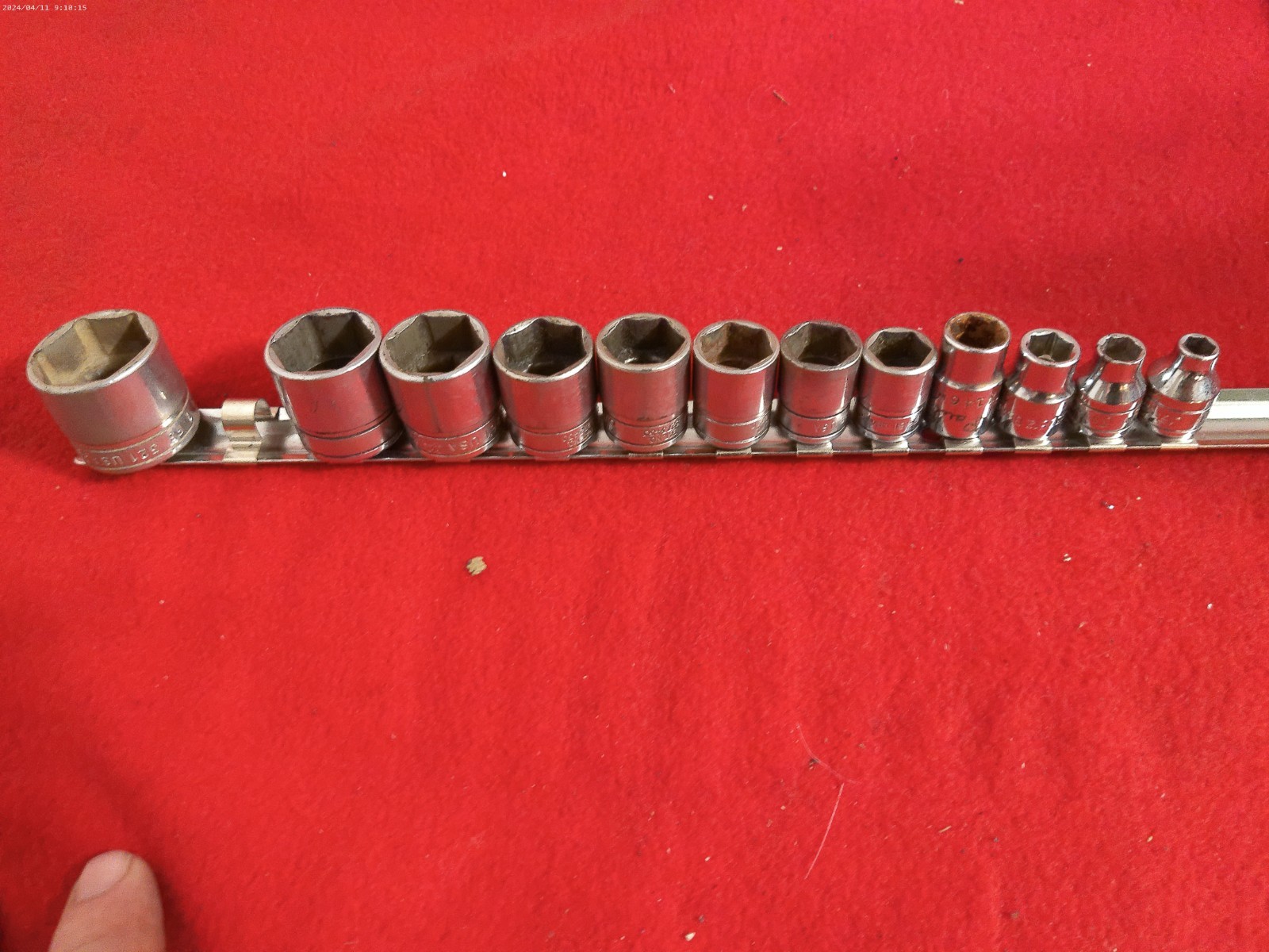 Snap-On 12pc. FS Series 3/8” Dr. SAE Deep Socket Set 1/4”–1” With Mac Rail USA