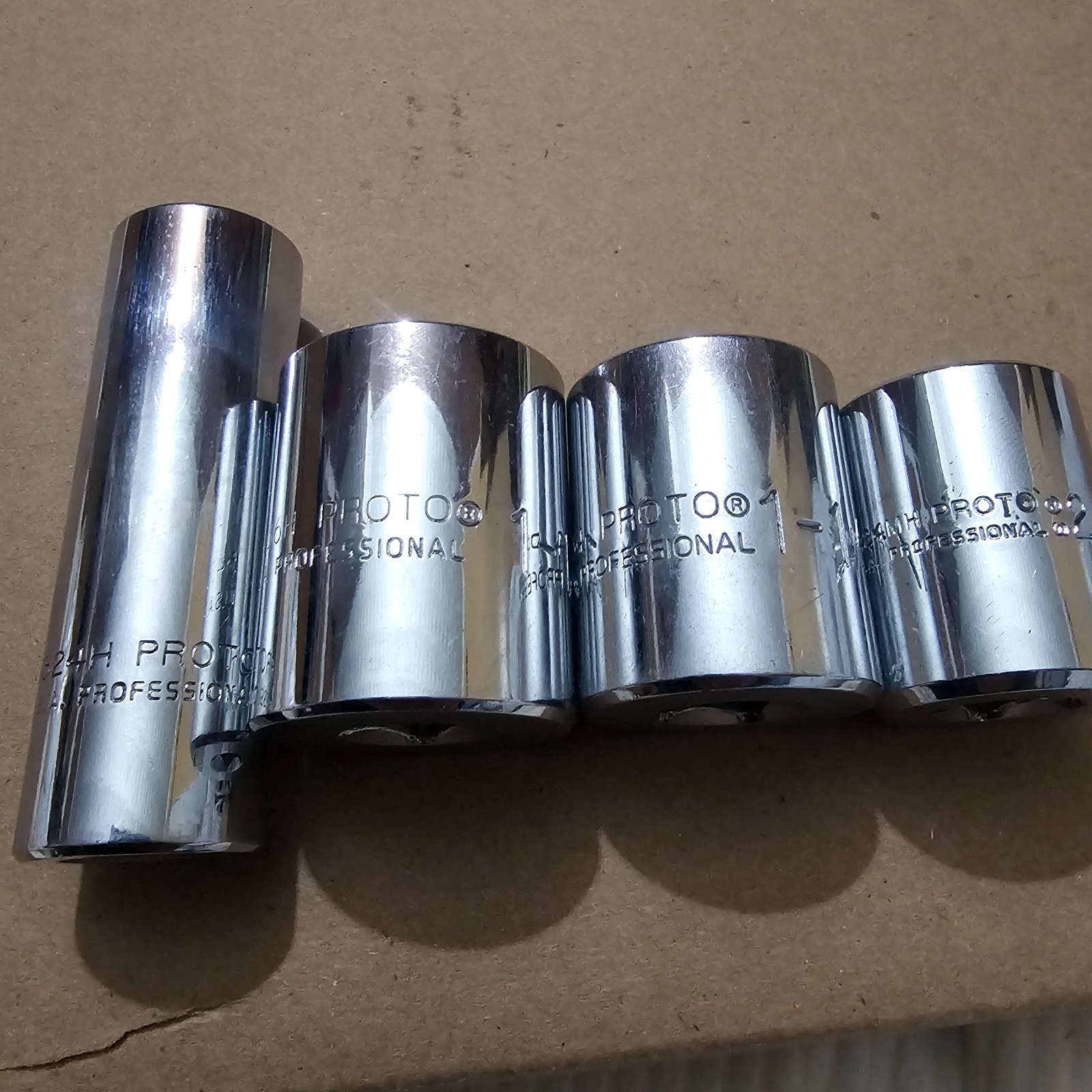 Proto professional 1/2″ Drive 12pt & 6pt Socket Lot Of 4, 24mm,1 1/16″ 1 1/8″3/4