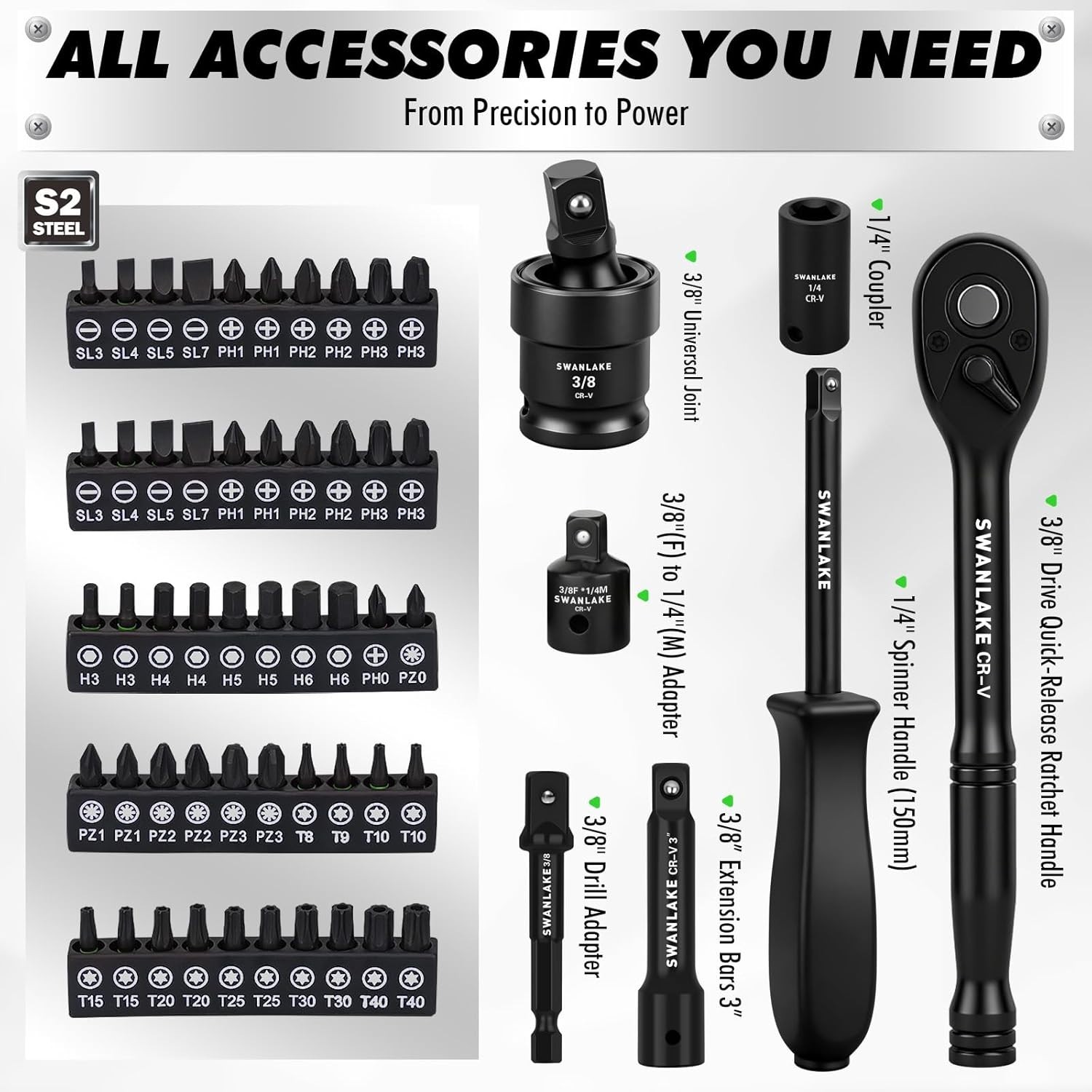 Comprehensive 105-Piece Mechanic Tool Set – Ratchet, Sockets & Screwdriver Bits