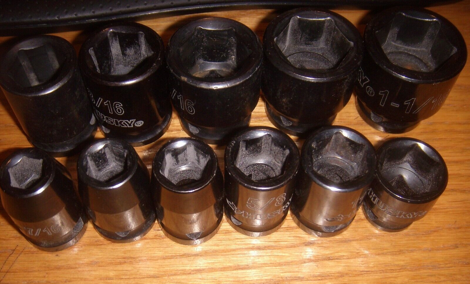11 HUSKY SAE IMPACT 1/2″ DR 6 POINT SOCKETS NEW HEAY DUTY 1-1/16 TO 7/16