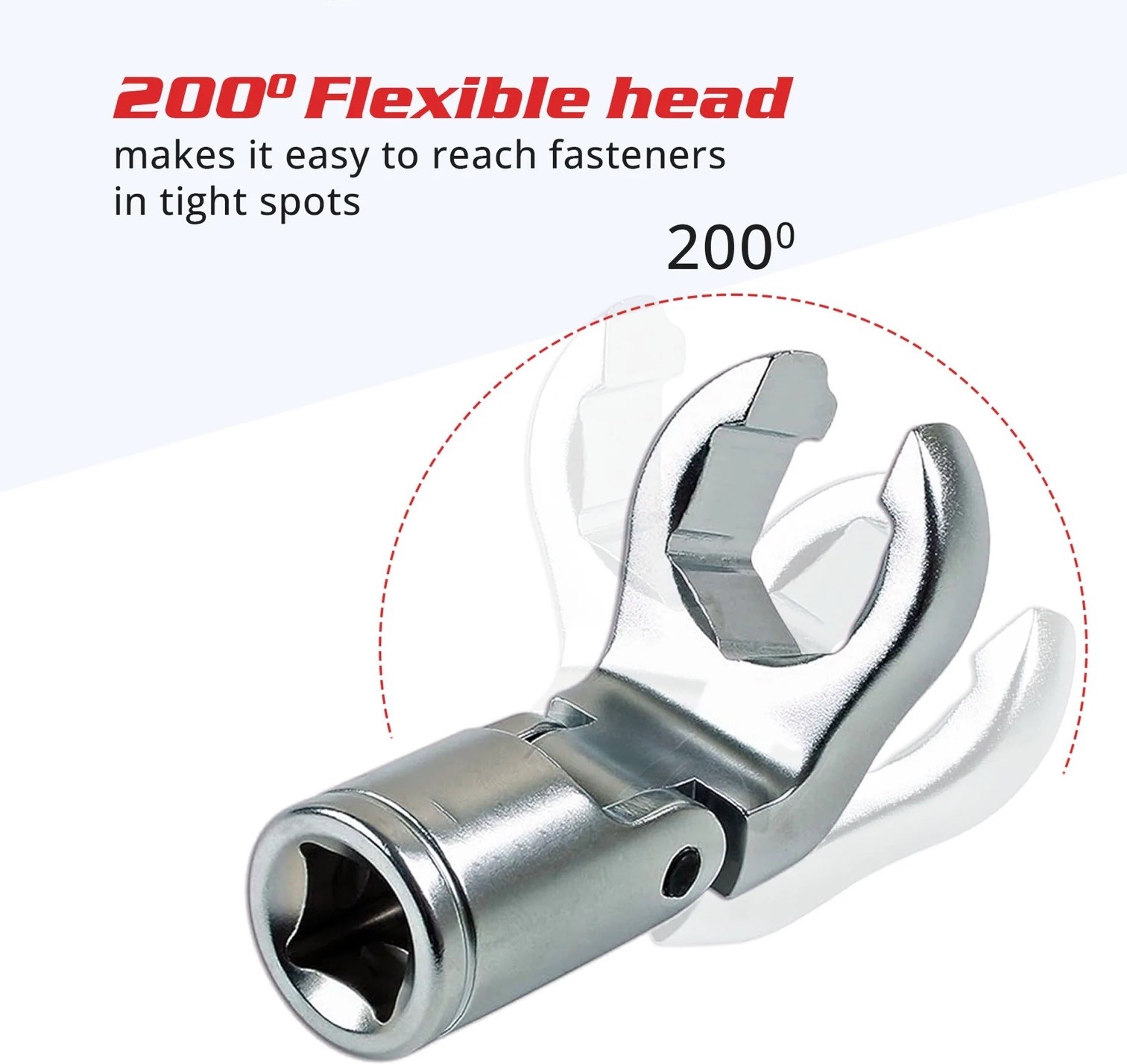 Flex Crows Foot Wrench Set 3/8″DR Flare Nut Spanner Type Crowfoot Socket Wrench