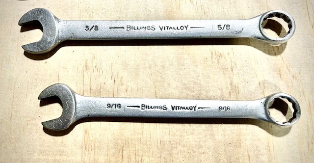 Vintage – BILLINGS VITALLOY – 9/16″ to 13/16″ — 12 Point — 5 pcs. Wrench Set