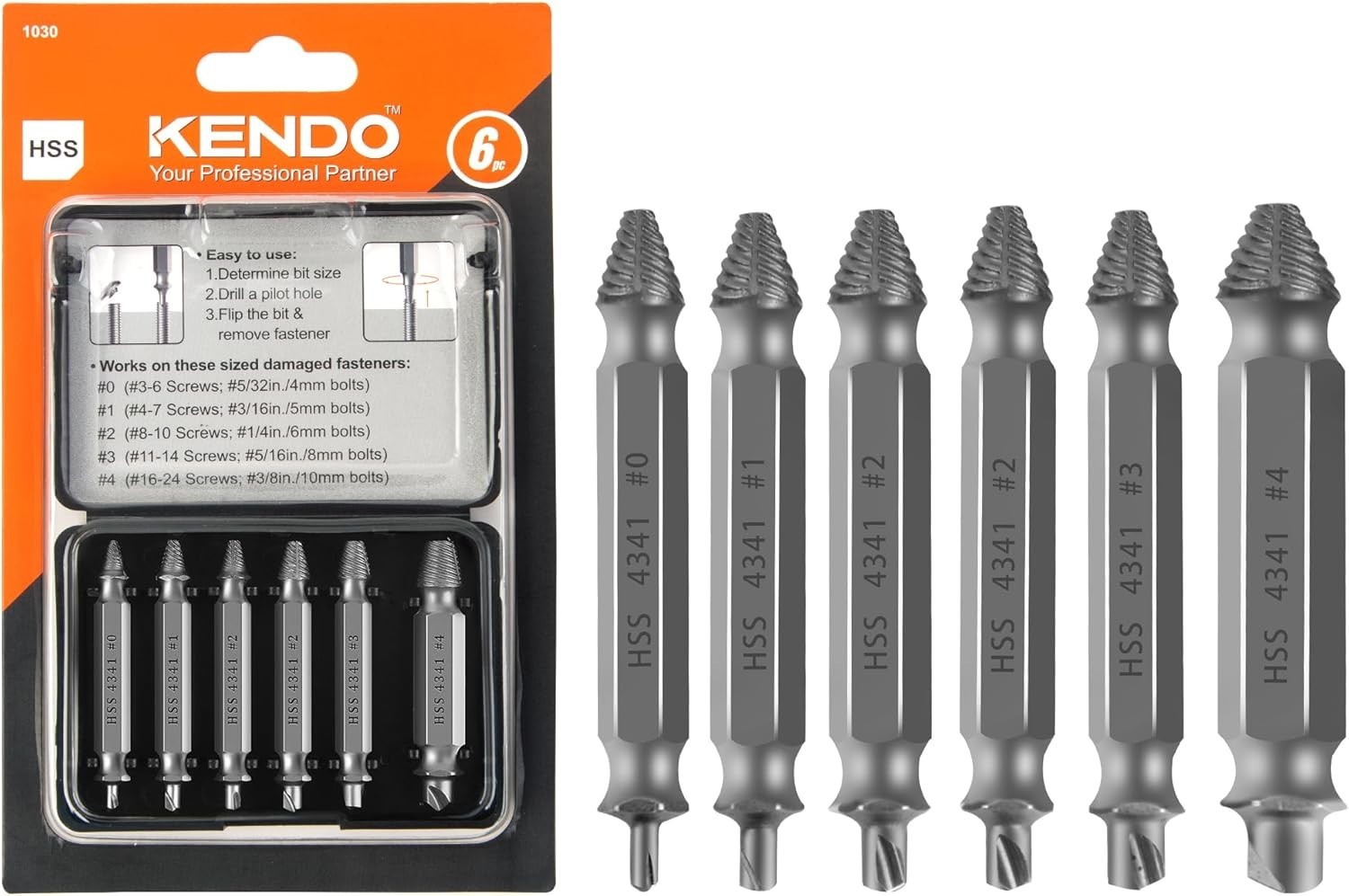 6PC HSS Screw Extractor Set – Effortless Removal of Stripped & Damaged Screws
