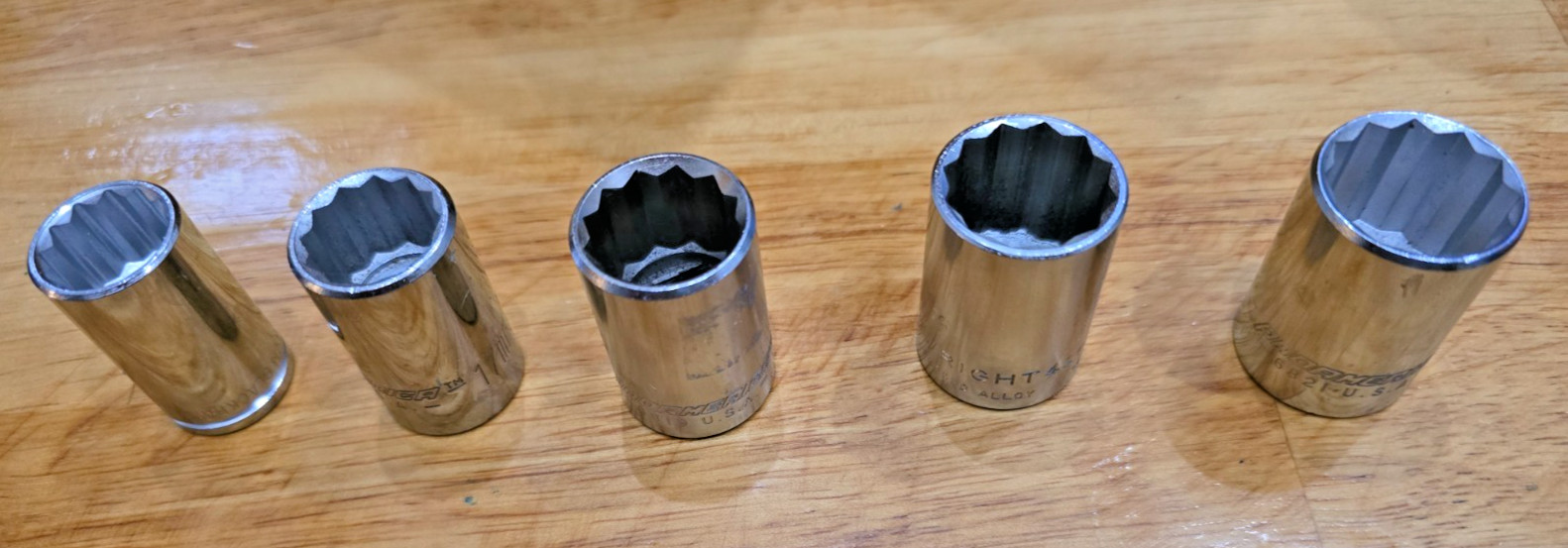 5 piece metric 1/2″ Drive Socket Set NOS Made in USA 12Pt
