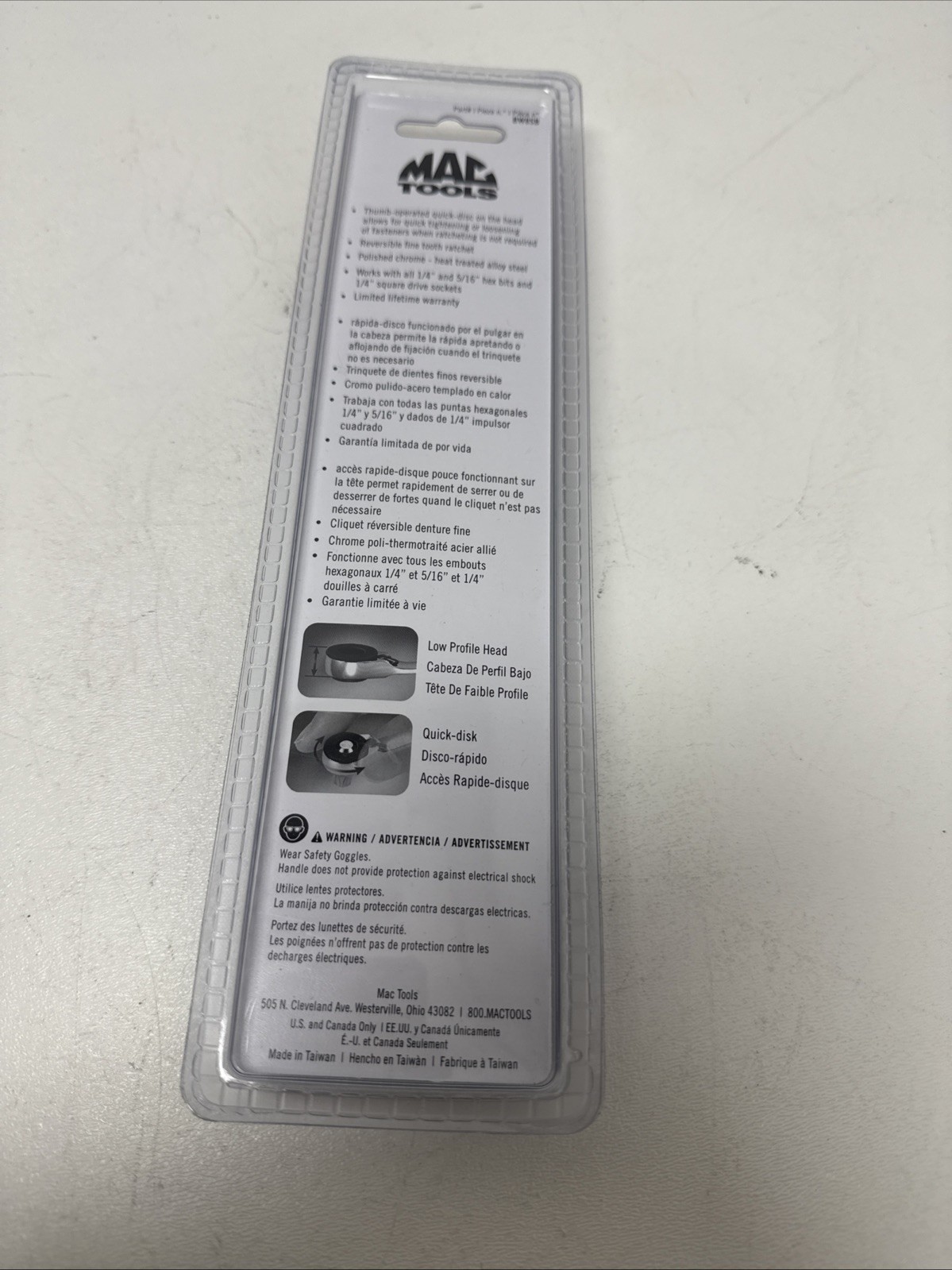 Mac Tools 5/16” Hex Drive x 1/4” Hex Drive Dual Sided Bit Ratchet
