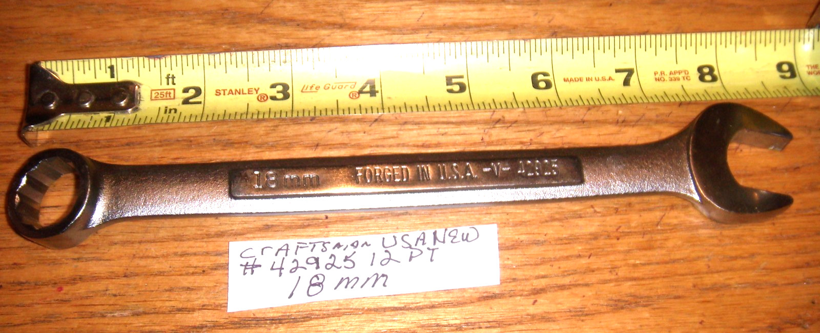 NEW 18MM 12 PT COMBO WRENCH -VV- 42925 USA NEW FREE SHIPPING