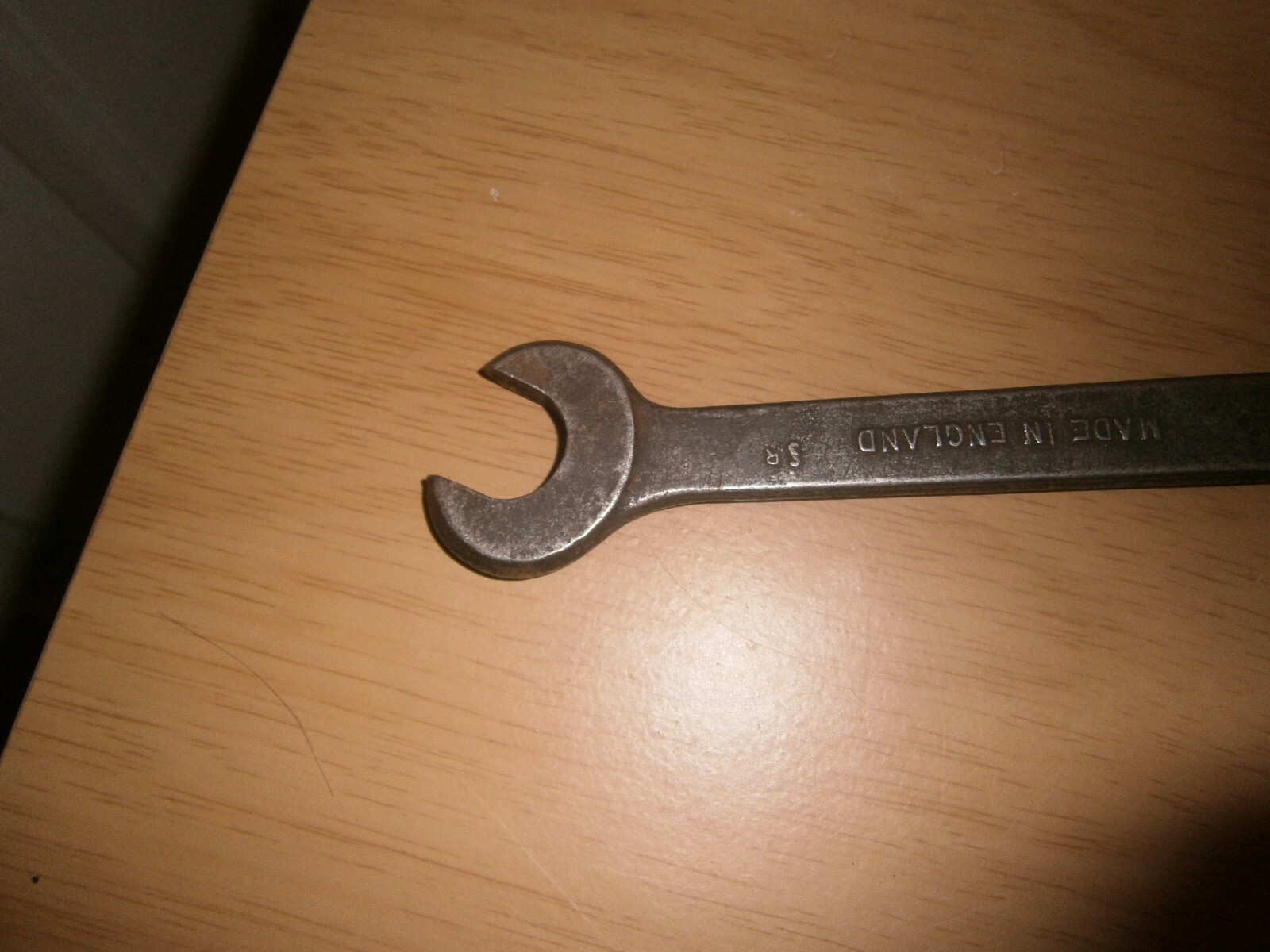 Vintage silver tone spanner. 7/16w/ 1/2BS & 3/8W /7/16BS ends.(E6c)