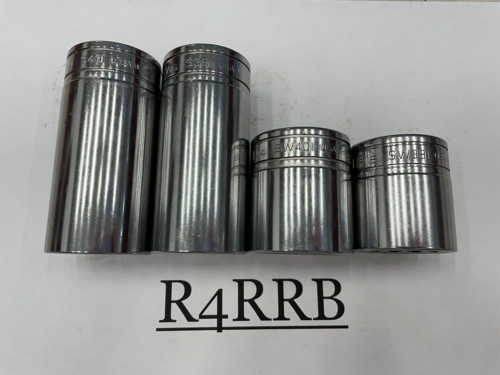 Snap-on Tools USA 4pc NEW 1/2″ Drive SAE 12 Point Shallow Chrome Socket Lot Set