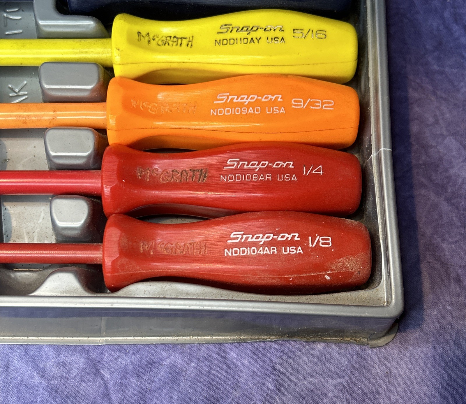 Snap On PAK431700 7 Piece Insulated Nut Driver Set SAE 1/8-1/2 Inch Made In USA