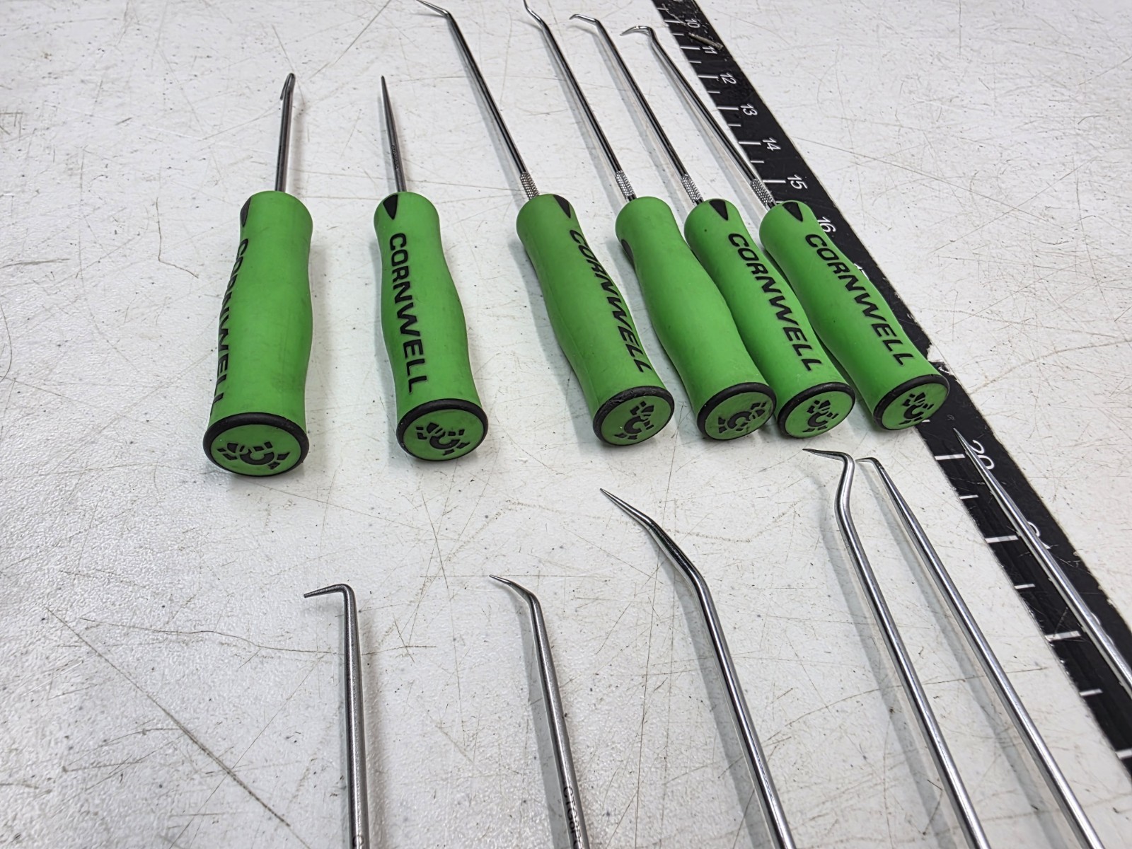 Cornwell Tools CTG812HPSG 12pc Hook & Pick Set, NEON GREEN Soft Grip Handle