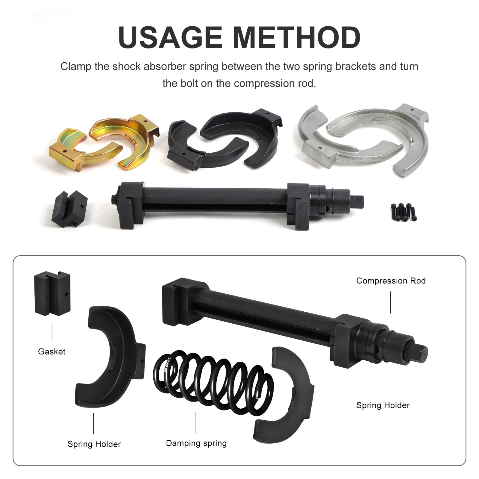 Car Coil Spring Compressor Kit Telescopic Mcpherson Front Rear Strut Springs Set