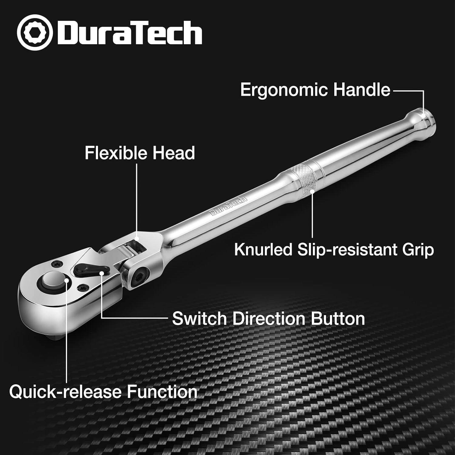 3/8″ Drive Flex-Head Ratchet, 72-Tooth Ratchet Wrench, Quick-release, Reversi…