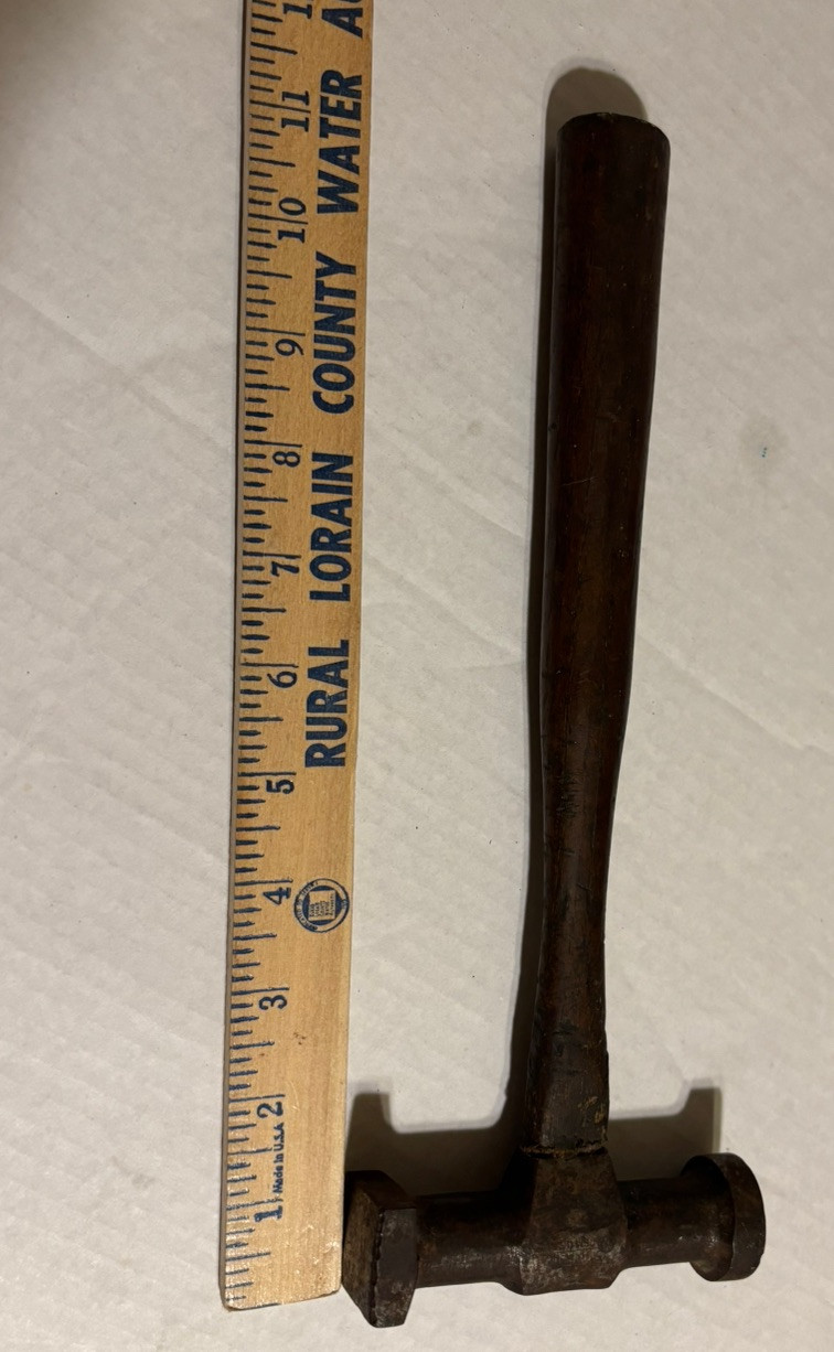 Vintage Auto Body Hammer Tool Metalwork 11″ Wood Handle
