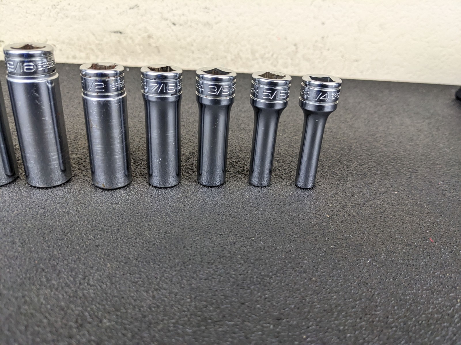 #bn942 Snap-on 211SFSY 1/4″ 7/8″ SAE 11-Piece 3/8″ Drive 6-Point Deep Socket Set