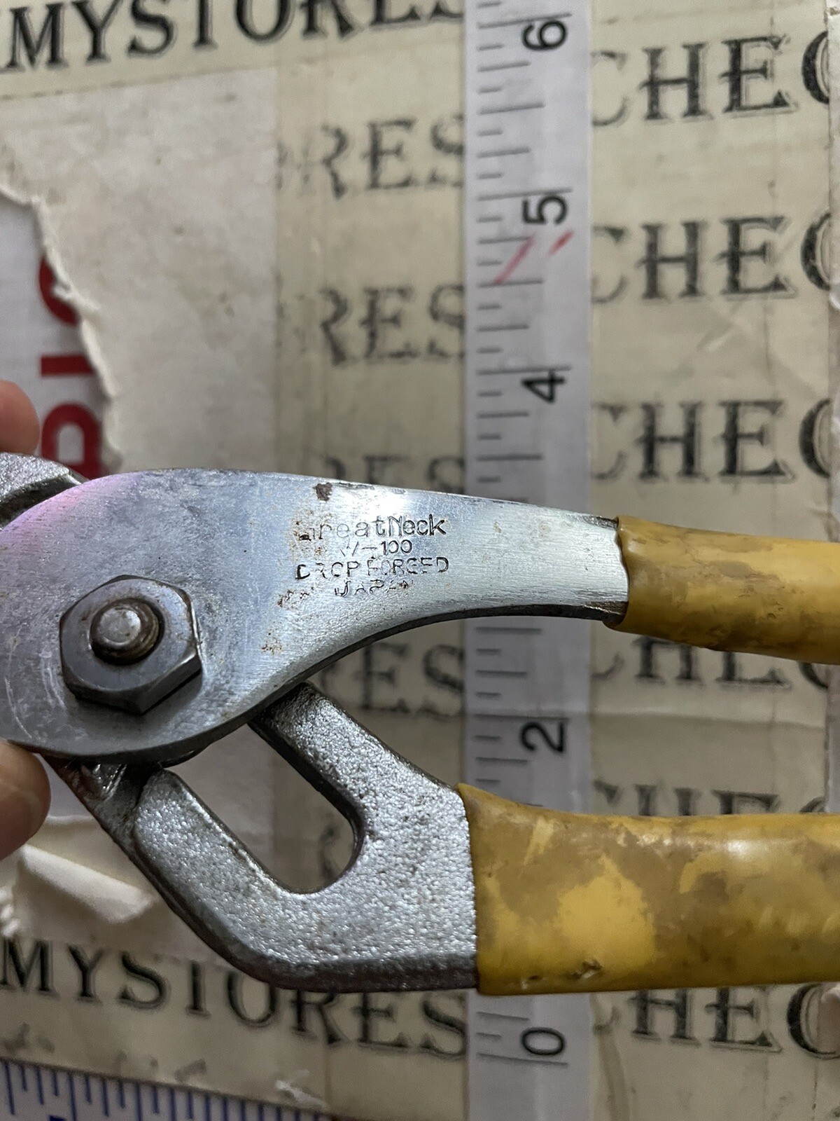 Vintage Great Neck Pliers Slip Groove Joint Straight Jaw W100 ,Forged Japan