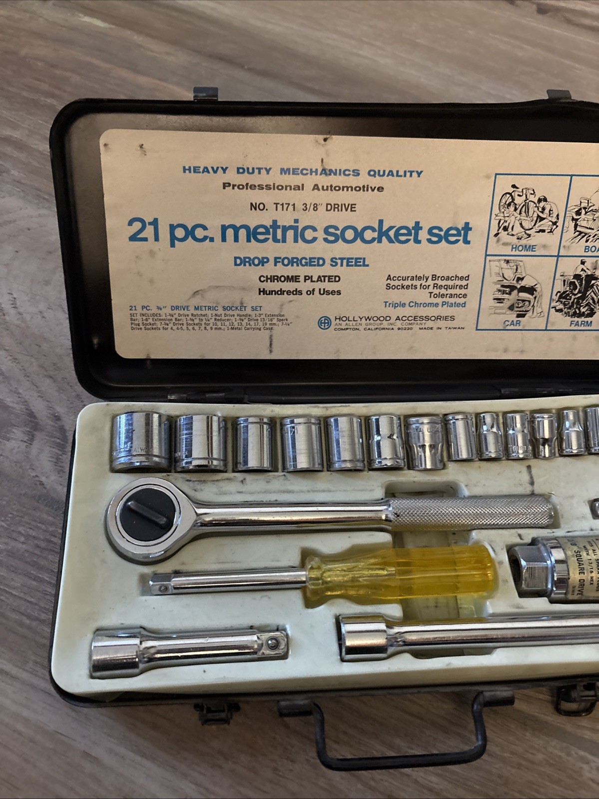 VTG Heavy Duty Mechanics 21 Piece No. T171 Socket Wrench Set 3/8” Drive