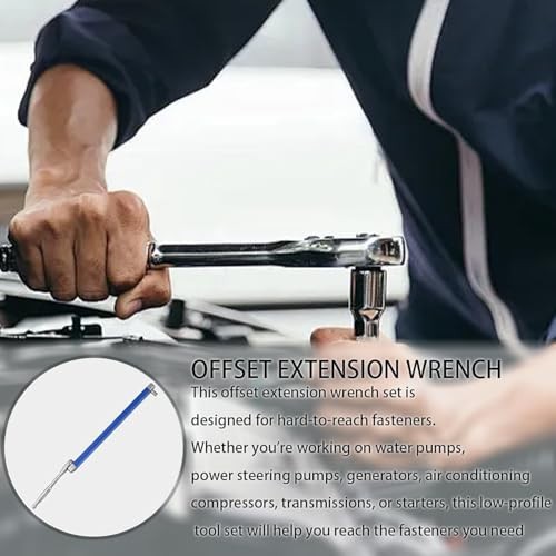 Universal Offset Extension Wrench Set, 15.4″ Length, Impact Adapter, 1/2″, 1/4″,