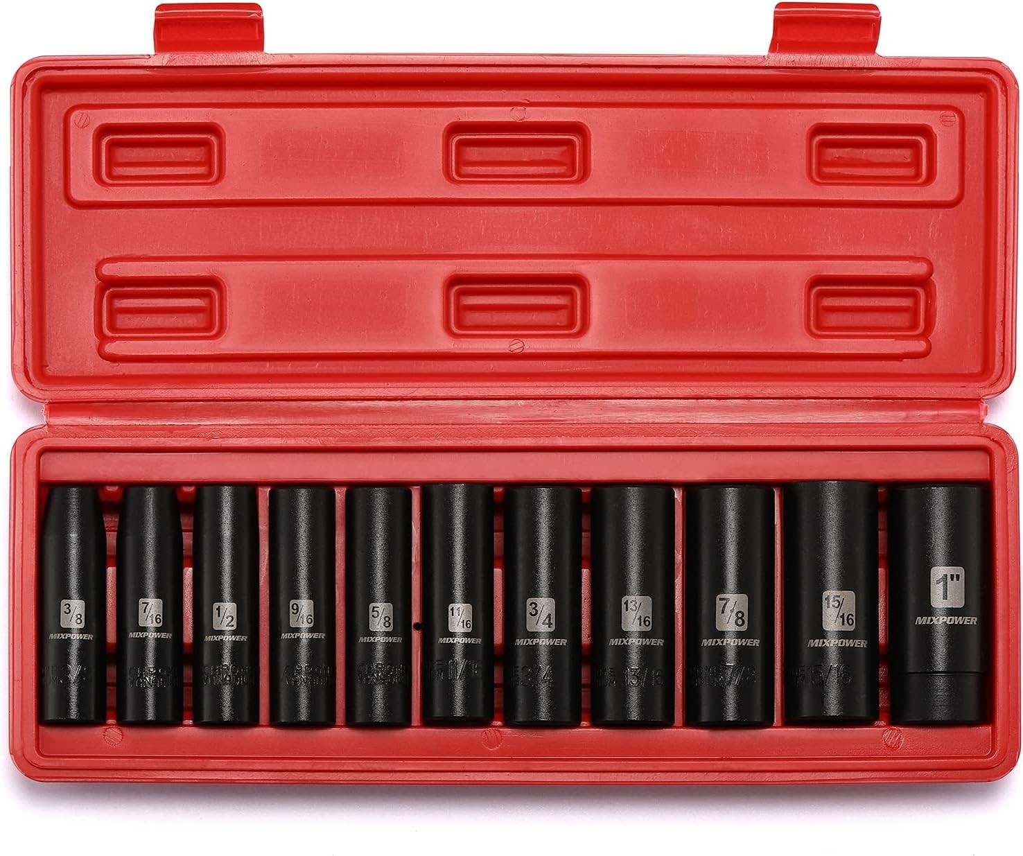 11-Piece Deep Impact Socket Set – 1/2-Inch Drive, Laser-Etched Sockets
