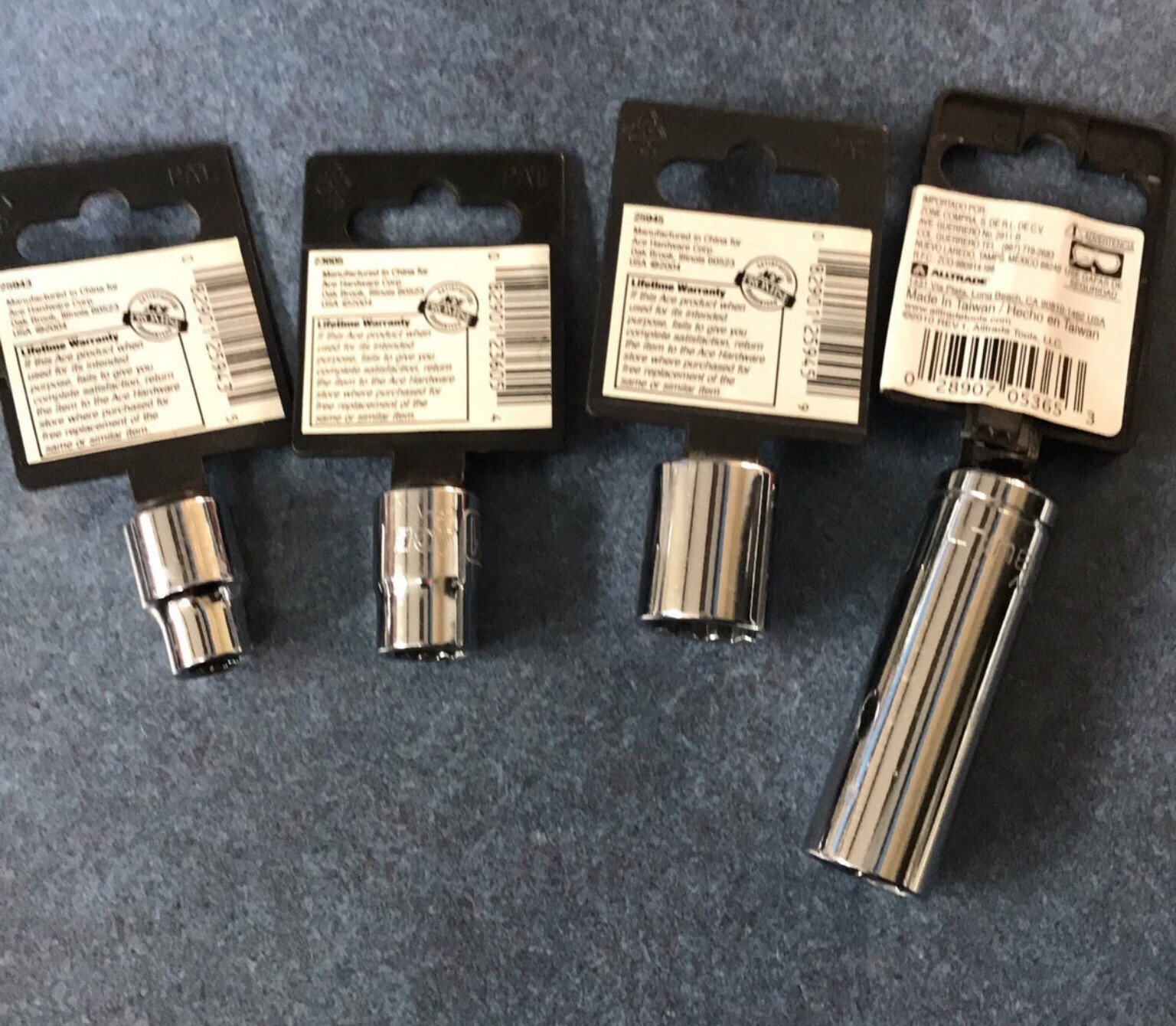 4 PC 3/8”drive, 12 Point Socket Set