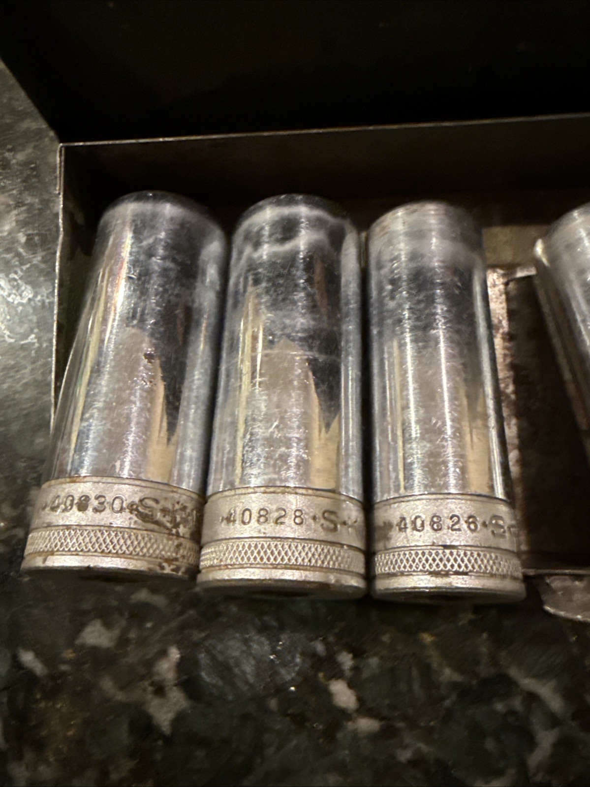 Vintage 7 Piece SK 1/2” Drive 12 Point Deep SAE Socket Set USA With Metal Case