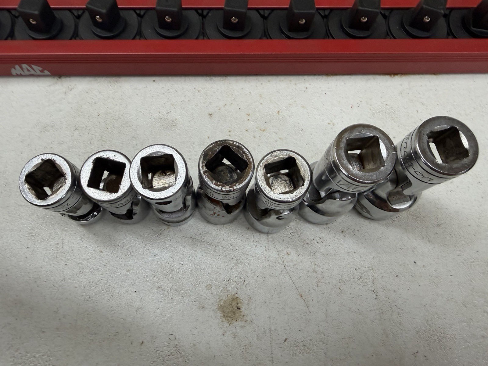 Snap On 7pc 3/8” Drive SAE Shallow Swivel Socket 12 Point 3/8-3/4