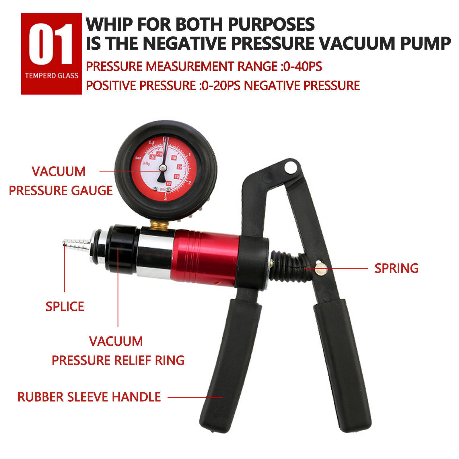 Hand Vacuum Pump Held Brake Bleeder Tester Set Bleed Car Motorbike Bleeding Kit