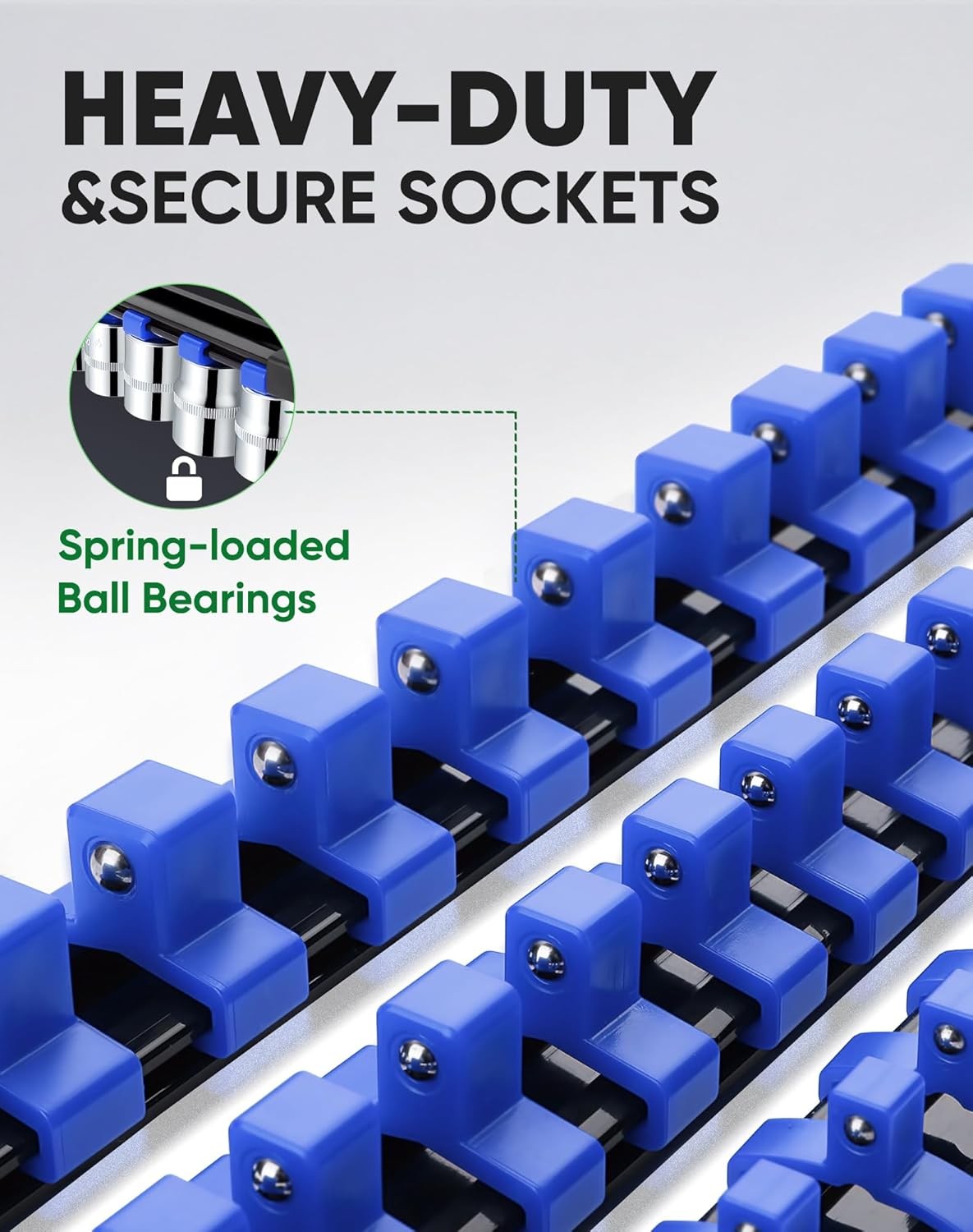 3PC ABS Socket Organizer, Socket Rails Fit 1/2 inch Drive