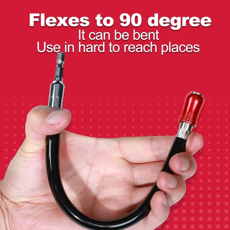 Flexible drill bit Extension Screwdriver Bit Holders, 1PACK 12Inches Black