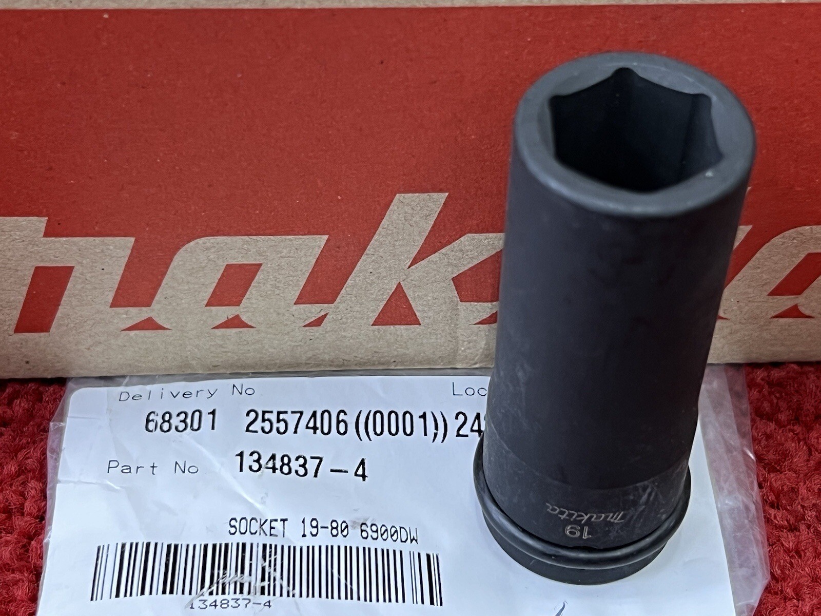 4x Genuine Makita 19mm Impact Socket 80mm long + retaining Pin + O-Ring 1/2”