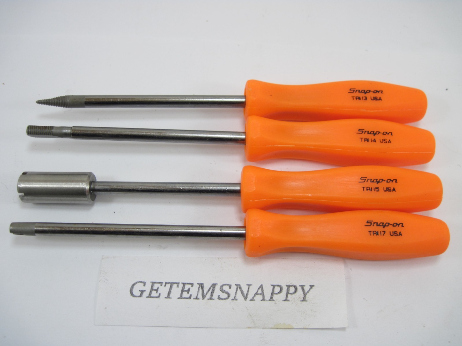 Snap On Tire Valve Core Set W/Orange Hard Screwdriver Handles TR MINT