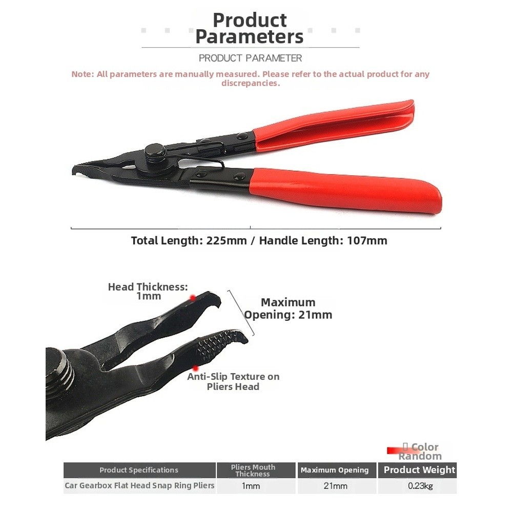 Flat Head Circlip Pliers for with Built In Spring and Textured Jaw Grip