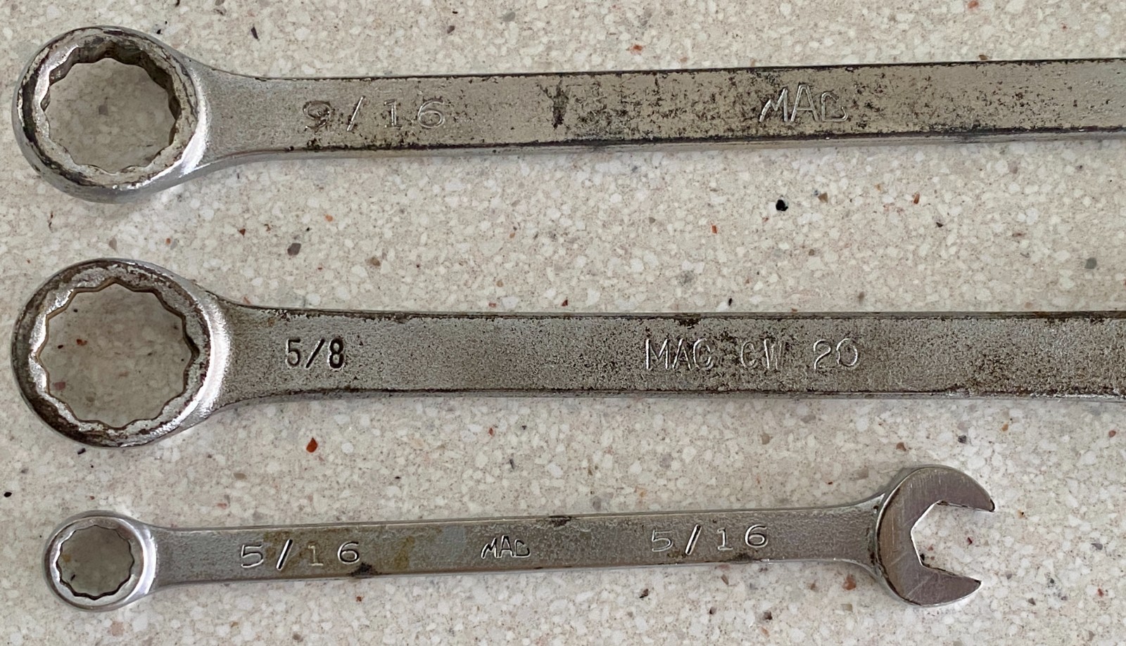 MAC Tools Wrench 8 Pc Lot 15/16 7/8 13/16 11/16 5/8 9/16 5/16 BOL 2022 5/8-11/16