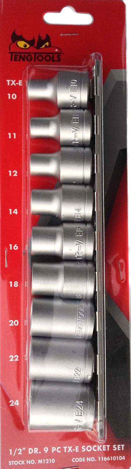 Teng Tools M1210 1/2″ Drive 116610104 9PC Torx TX-E E10 – E24 Socket Set