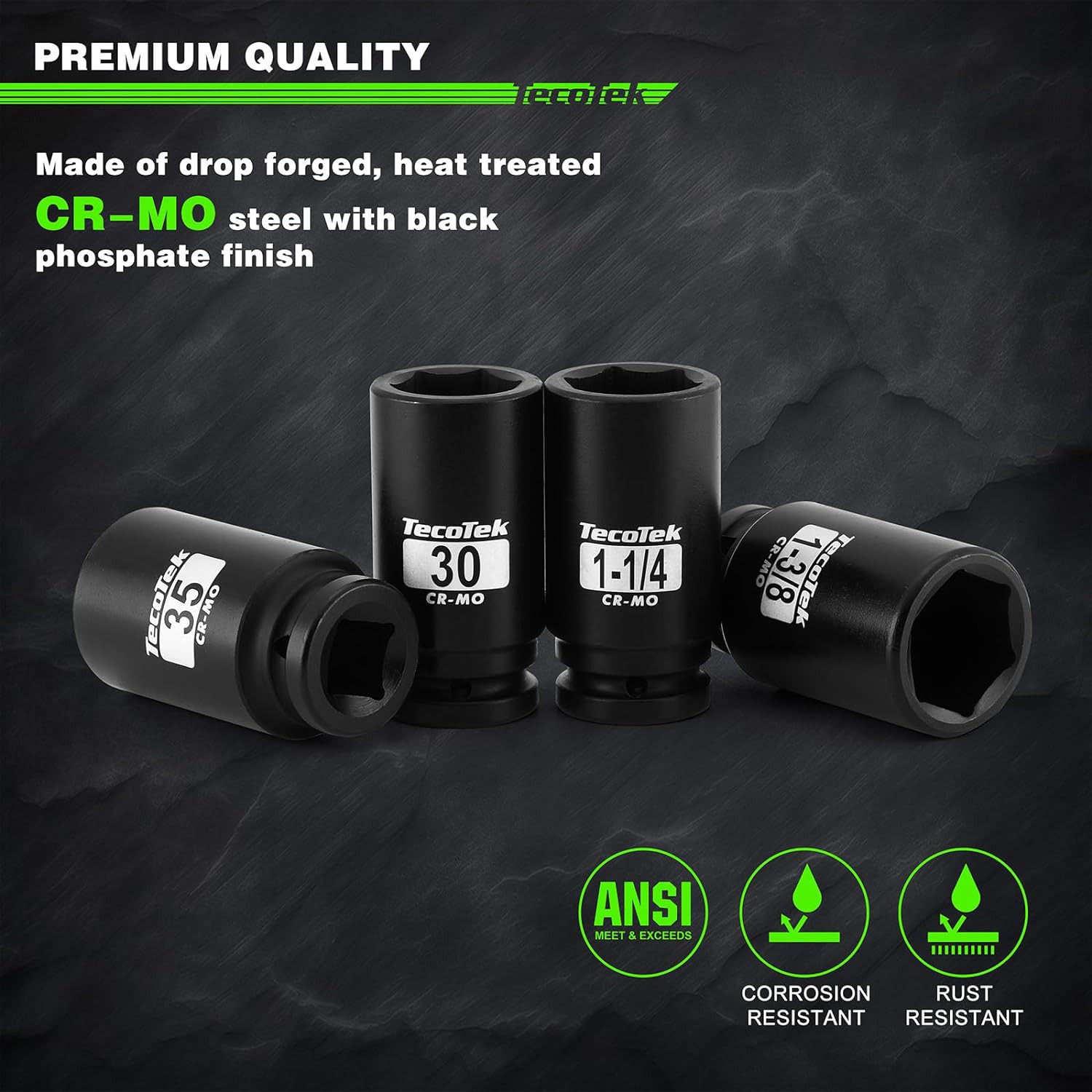 3/4″ Drive Deep 6-Point Impact Socket Set 1/2″ F to 3/4″ M Impact Socket Adapter